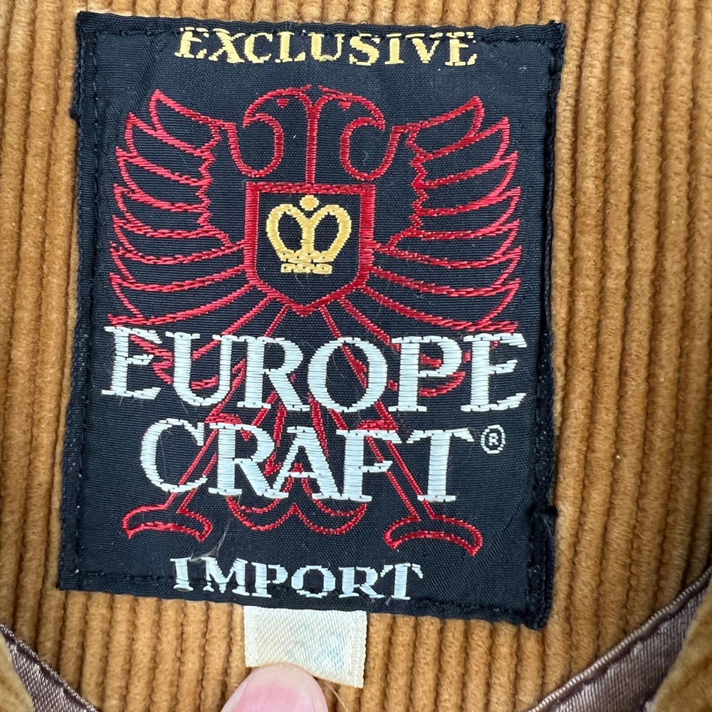 VTG‎ Europe Craft Mens Corduroy Blazer Tan Suede Elbow Patches 70s Sport Coat - Picture 3 of 16